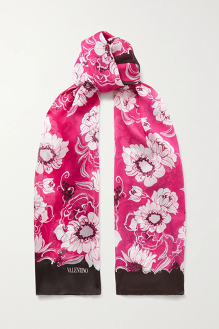 유럽직배송 발렌티노 스카프 VALENTINO Valentino Garavani floral-print silk-chiffon scarf 33258524072756989