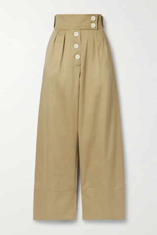 유럽직배송 ANNA MASON Karl pleated cotton-twill wide-leg pants 33258524072724938