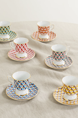 유럽직배송 라더블제이 LA DOUBLEJ Set of six gold-plated porcelain espresso cups and saucers 36856120585100993