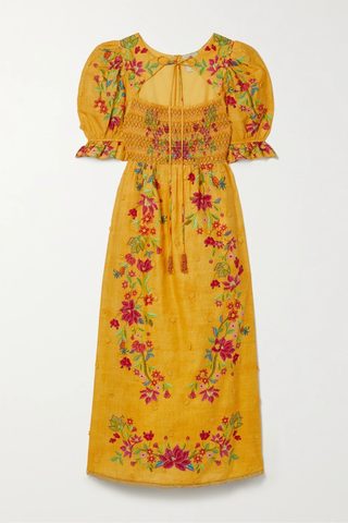 유럽직배송 팜리오 원피스 FARM RIO Shirred appliquéd floral-print cotton-voile maxi dress 38063312420578446