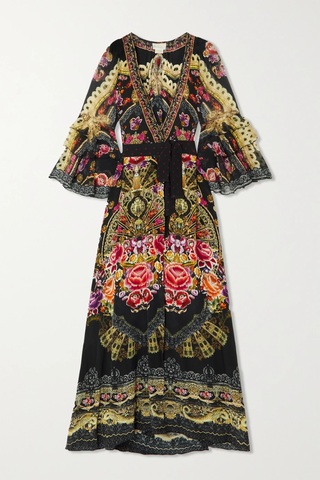 유럽직배송 카밀라 원피스 CAMILLA Embellished printed silk crepe de chine wrap maxi dress 42247633207923535