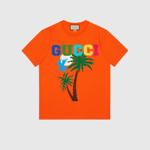 유럽직배송 구찌 티셔츠 GUCCI Cotton jersey T-shirt with Gucci palms 548334XJEOW7548