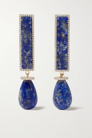 유럽직배송 마테오 귀걸이 MATEO Exclamation 14-karat gold, lapis lazuli and diamond earrings 45666037504942604