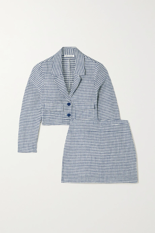 유럽직배송 리포메이션 REFORMATION Elton gingham linen cropped blazer and mini skirt set 1647597283630965