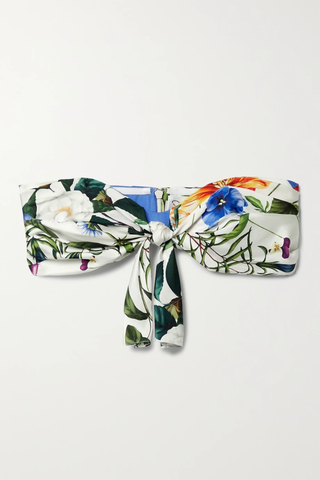 유럽직배송 오스카르데라렌타 OSCAR DE LA RENTA Tie-front floral-print silk-satin twill bandeau top 38063312420826117