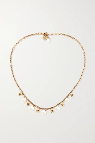 유럽직배송 알렉산더맥퀸 목걸이 ALEXANDER MCQUEEN Gold-tone Swarovski pearl necklace 1647597284729314