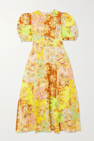 유럽직배송 ALÉMAIS Matilde patchwork floral-print linen-voile midi dress 45666037504311747