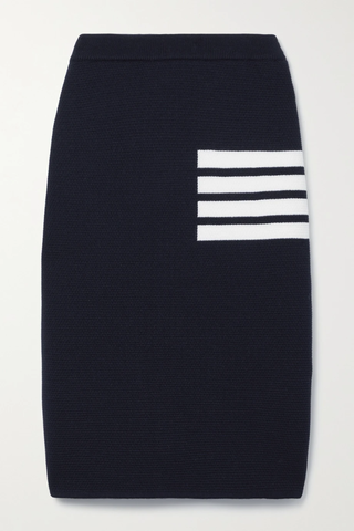 유럽직배송 톰브라운 스커트 THOM BROWNE Striped wool-blend midi skirt 38063312420424875