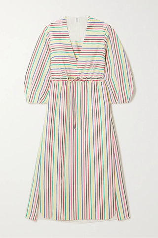유럽직배송 로지애슐린 원피스 ROSIE ASSOULIN Vivella gathered striped cotton and linen-blend midi dress 43769801096539495