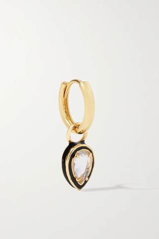 유럽직배송 앨리슨루 싱글 귀걸이 ALISON LOU Pear Cocktail 14-karat gold, topaz and enamel single hoop earring 46376663162548812