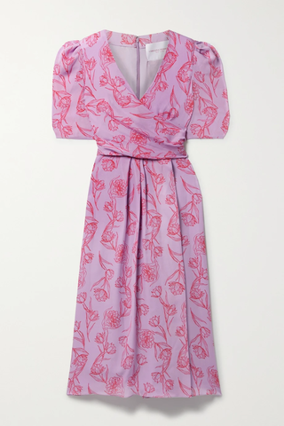 유럽직배송 캐롤리나헤레라 원피스 CAROLINA HERRERA Wrap-effect floral-print silk-georgette midi dress 38063312418137875