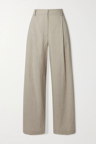 유럽직배송 마티유 팬츠 MATTEAU + NET SUSTAIN pleated linen-blend wide-leg pants 42247633207896023