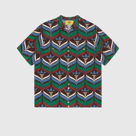 유럽직배송 구찌 셔츠 GUCCI adidas x Gucci Trefoil print bowling shirt 702467ZAJOV2054