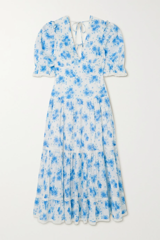 유럽직배송 릭소 원피스 RIXO Adelaide lace-trimmed floral-print Swiss-dot cotton midi dress 38063312420395990