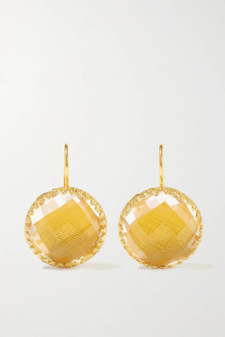 유럽직배송 LARKSPUR &amp; HAWK Olivia Button gold-dipped quartz earrings 1647597280567764
