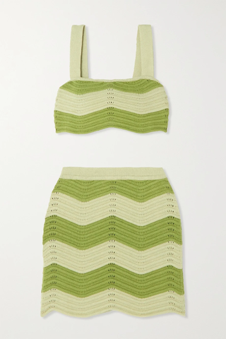 유럽직배송 리포메이션 REFORMATION Yara striped organic cotton cropped top and mini skirt set 1647597283630968