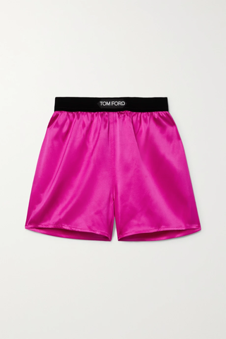 유럽직배송 톰포드 TOM FORD Velvet-trimmed silk-blend satin shorts 42247633208084254