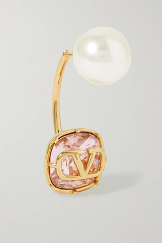 유럽직배송 발렌티노 싱글 귀걸이 VALENTINO Valentino Garavani gold-tone, faux pearl and crystal single earring 43769801096591901