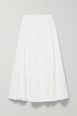 유럽직배송 SEA Kiara broderie anglaise cotton and linen-blend midi skirt 1647597284004664