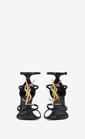 유럽직배송 입생로랑 카산드라 샌들 SAINT LAURENT cassandra sandals in patent leather with gold-tone monogram 6301091TVKK1000
