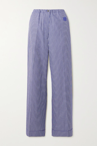 유럽직배송 로에베 파자마 팬츠 LOEWE Striped embroidered cotton-poplin pajama pants 43769801097466437