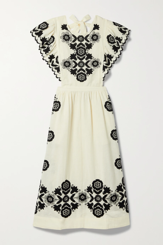 유럽직배송 SEA Manuela open-back embroidered cotton and linen-blend midi dress 1647597284004674