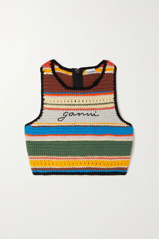 유럽직배송 가니 GANNI Striped crocheted organic cotton bikini top 36856120585017305