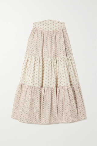유럽직배송 ANNA MASON Tati tiered floral-print cotton-poplin midi skirt 38063312420537885