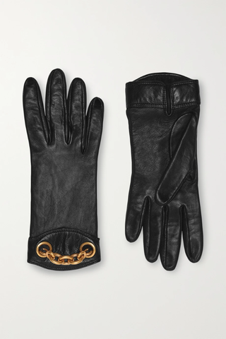 유럽직배송 생로랑 가죽장갑 SAINT LAURENT Chain-embellished leather gloves 32027475399522897