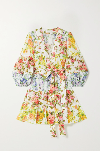 유럽직배송 짐머만 원피스 ZIMMERMANN + NET SUSTAIN tiered floral-print organic linen mini wrap dress 38063312420600212