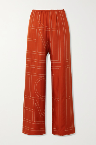 유럽직배송 토템 팬츠 TOTÊME Embroidered silk-twill wide-leg pants 43769801095408242