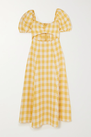 유럽직배송 리포메이션 원피스 REFORMATION Pompano cutout gingham linen midi dress 1647597283630963