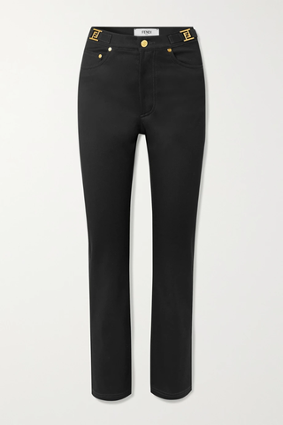 유럽직배송 펜디 팬츠 FENDI Embellished stretch-cotton twill straight-leg pants 43769801095324421