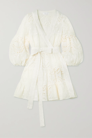 유럽직배송 짐머만 원피스 ZIMMERMANN Tiered embroidered cotton-voile, broderie anglaise and lace mini wrap dress 38063312420600234
