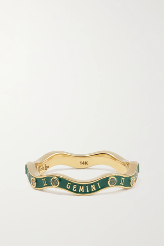 유럽직배송 MARLO LAZ Zodiac Wave 14-karat gold, enamel and multi-stone ring 38063312420000658