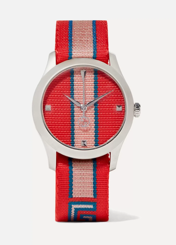 유럽직배송 구찌 GUCCI Striped canvas and stainless steel watch 17957409492087901