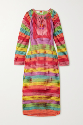유럽직배송 팜리오 원피스 FARM RIO Striped crocheted cotton maxi dress 42247633207914060