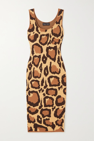 유럽직배송 SERGIO HUDSON Leopard jacquard-knit midi dress 38063312419153677