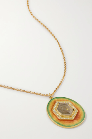 유럽직배송 BROOKE GREGSON Mandala 18-karat gold, diamond and enamel necklace 45666037504927849
