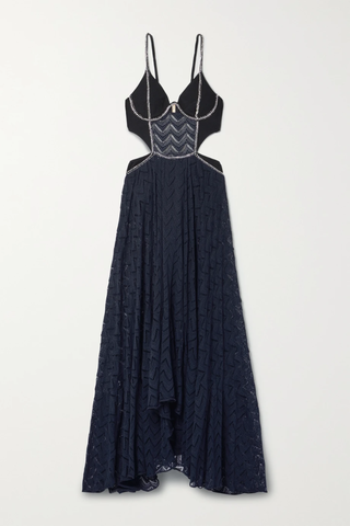유럽직배송 팻보 원피스 PATBO + Alessandra Ambrosio embellished cutout stretch-jersey and open-knit maxi dress 42247633207905128