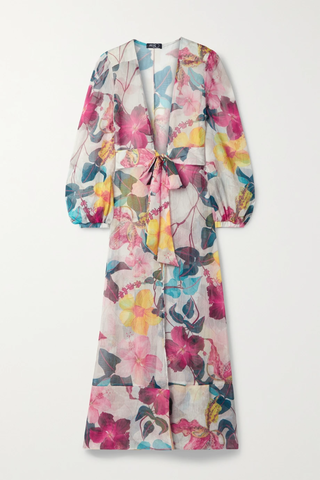 유럽직배송 팻보 로브 PATBO Hibiscus belted floral-print crepon robe 42247633207904559