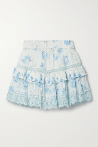 유럽직배송 러브샤크팬시 미니스커트 LOVESHACKFANCY Tanisha lace-trimmed floral-print cotton-voile mini skirt 42247633207923516