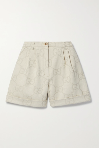 유럽직배송 구찌 GUCCI Love Parade pleated cotton-blend jacquard shorts 45666037504247461
