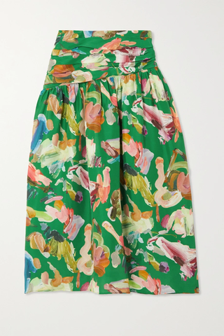 유럽직배송 ALÉMAIS Arlo floral-print silk crepe de chine midi skirt 45666037504311774