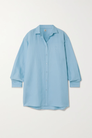 유럽직배송 토템 셔츠 TOTÊME Oversized embroidered TENCEL Lyocell and linen-blend chambray shirt 43769801095408235