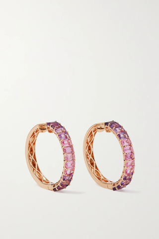 유럽직배송 SHAY 18-karat rose gold sapphire hoop earrings 25185454457012842