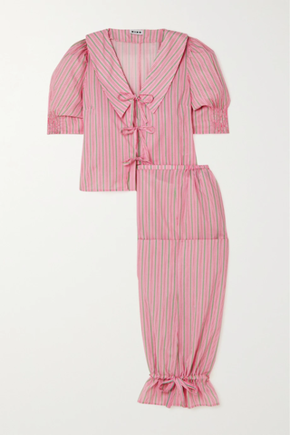 유럽직배송 릭소 파자마세트 RIXO Odessa tie-detailed striped cotton-poplin pajama set 45666037505010136