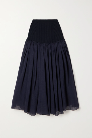유럽직배송 끌로에 스커트 CHLOÉ Ribbed-knit and linen and silk-blend maxi skirt 34344356236584308