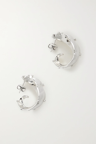 유럽직배송 보테가베네타 귀걸이 BOTTEGA VENETA Fern silver cubic zirconia earrings 42247633209049568