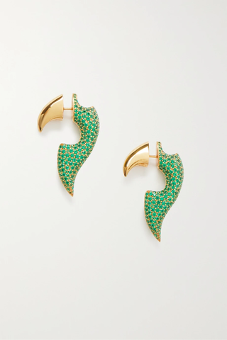 유럽직배송 보테가베네타 귀걸이 BOTTEGA VENETA Sharp gold-plated cubic zirconia earrings 42247633209049572